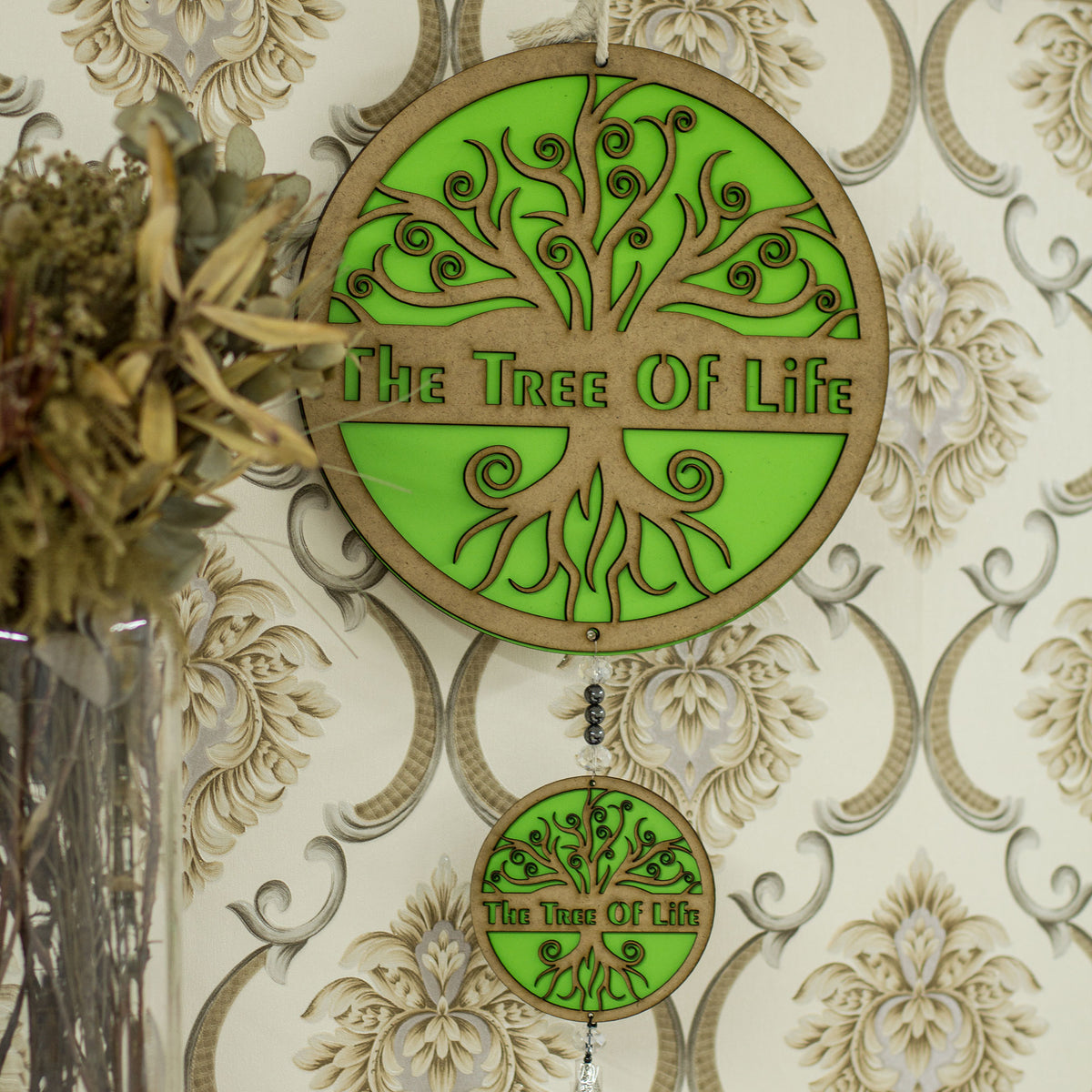 Add a splash of color and some unique appeal with our one of a kind inhouse designed &amp; crafted Tree of life Wall Art. Made from 3mm MDF wood, green on the one side and white on the other. 