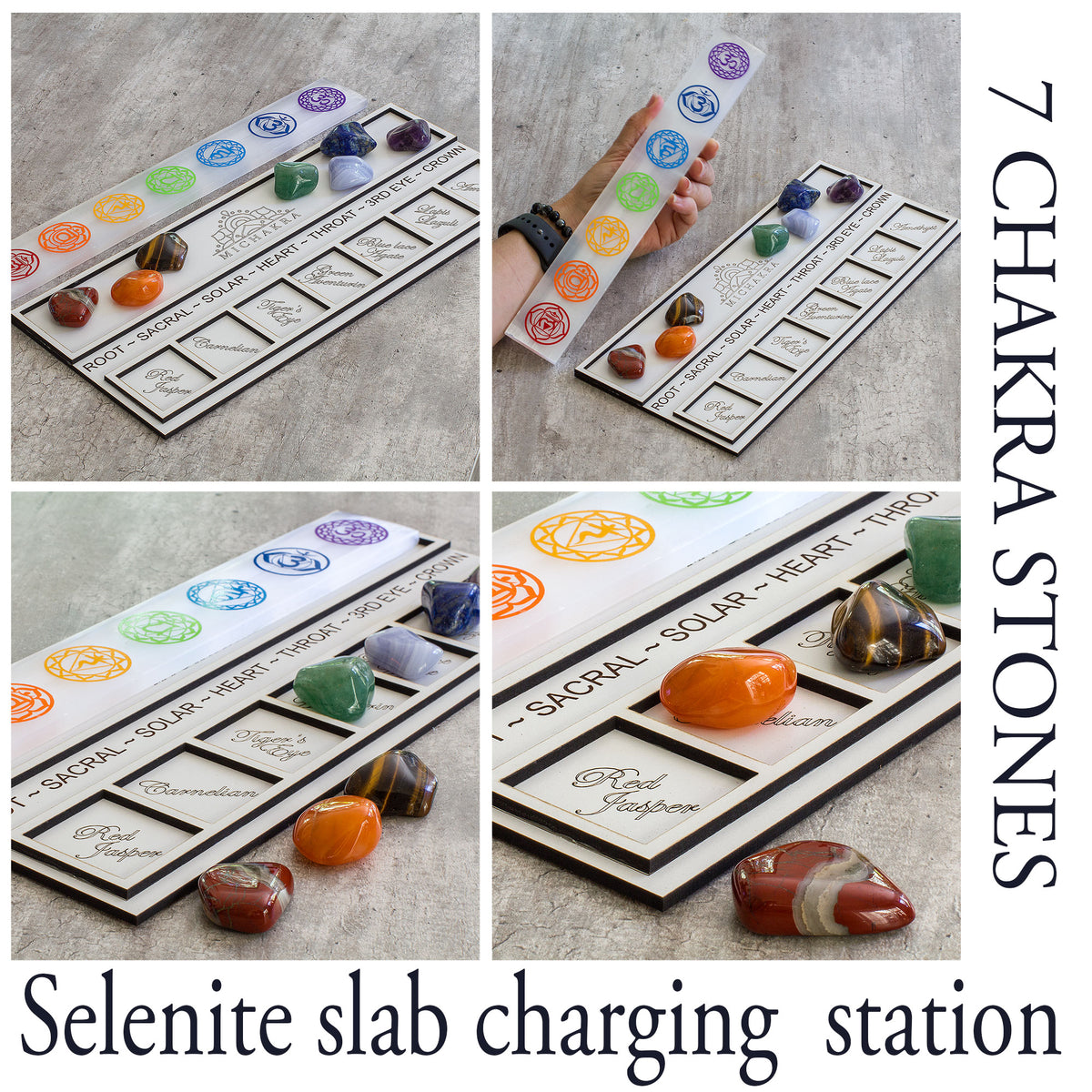 Selenite Charging Plate &amp; Stones - 7 Chakra Mi Chakra