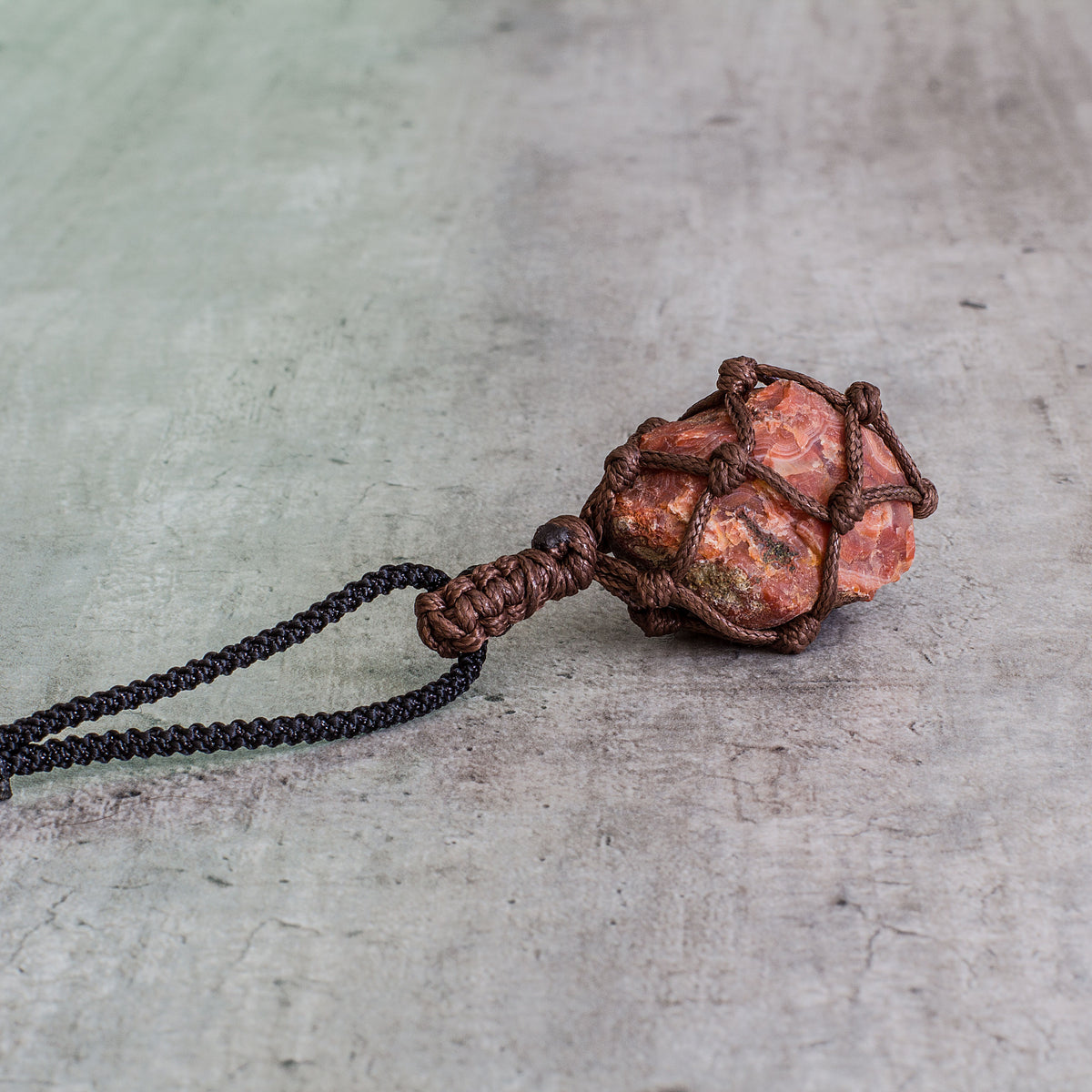 Rough Stone in Net Necklace - Carnelian Mi Chakra