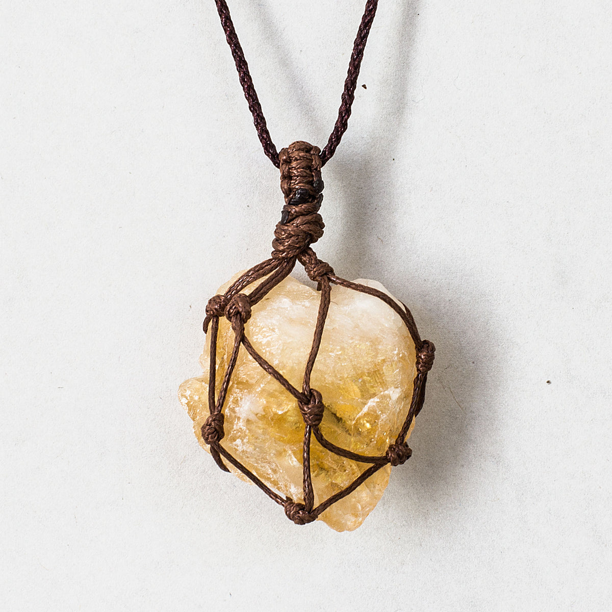 Rough Stone in Net Necklace - Citrine Mi Chakra