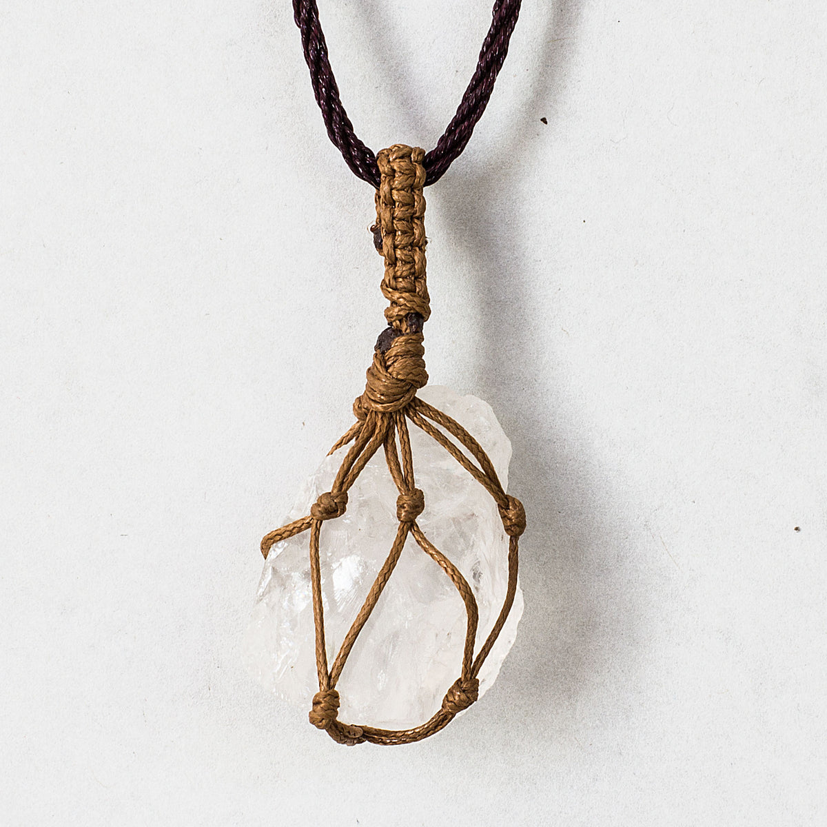 Rough Stone in Net Necklace - Quartz Mi Chakra