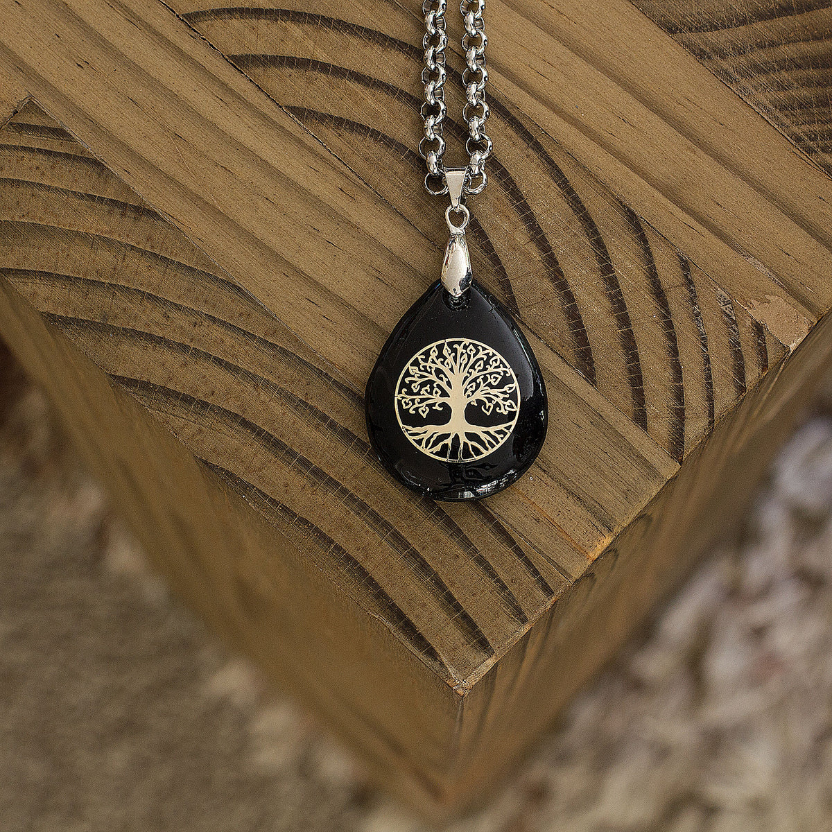 Water Drop Necklace - Black Obsidian Mi Chakra