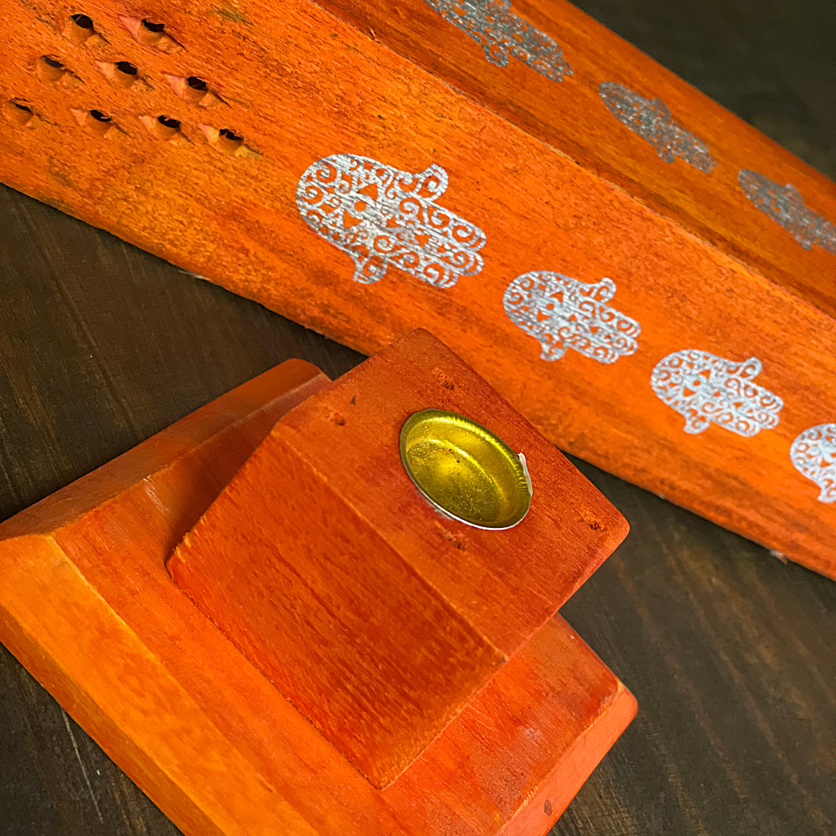 Wooden Incense Holder (Orange) Mi Chakra